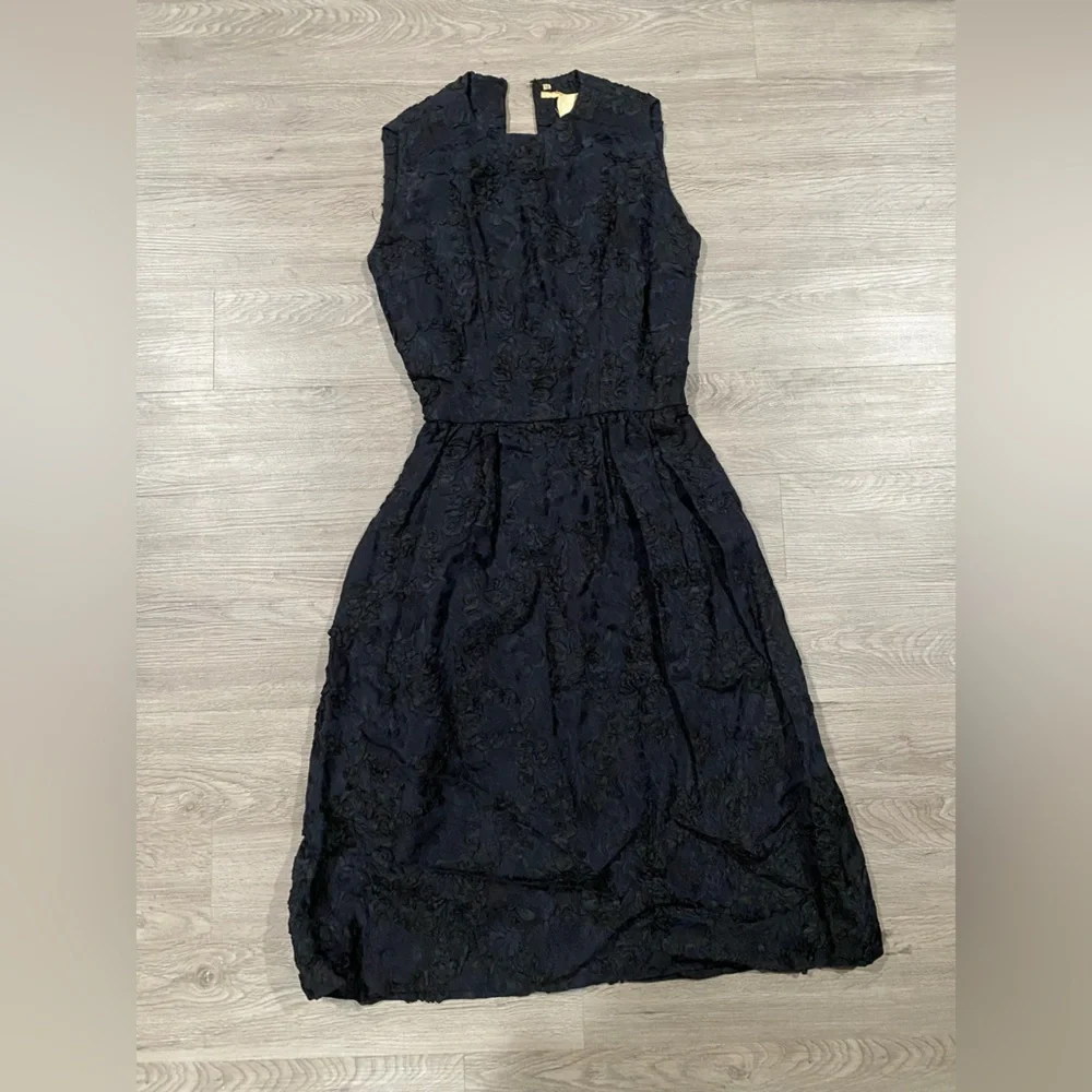 Nina Ricci Vintage Thalhimers Elegant Black‎ Sleeveless Dress Floral